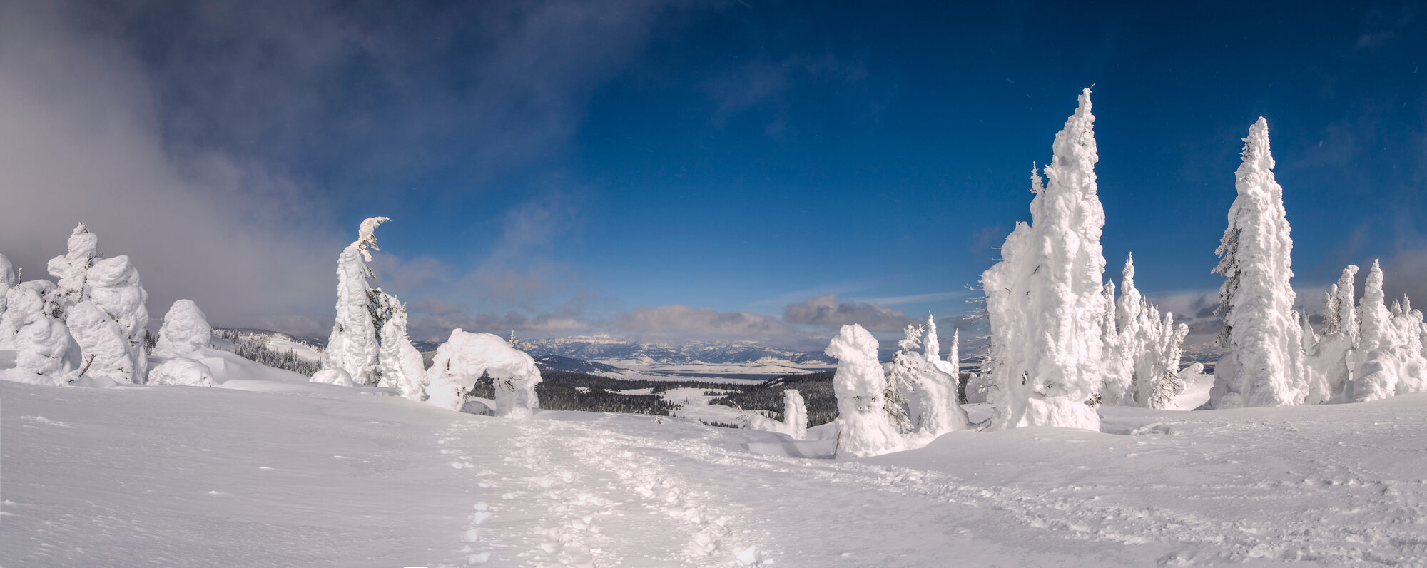 Two Top Mountain snowmobile trail near West Yellowstone