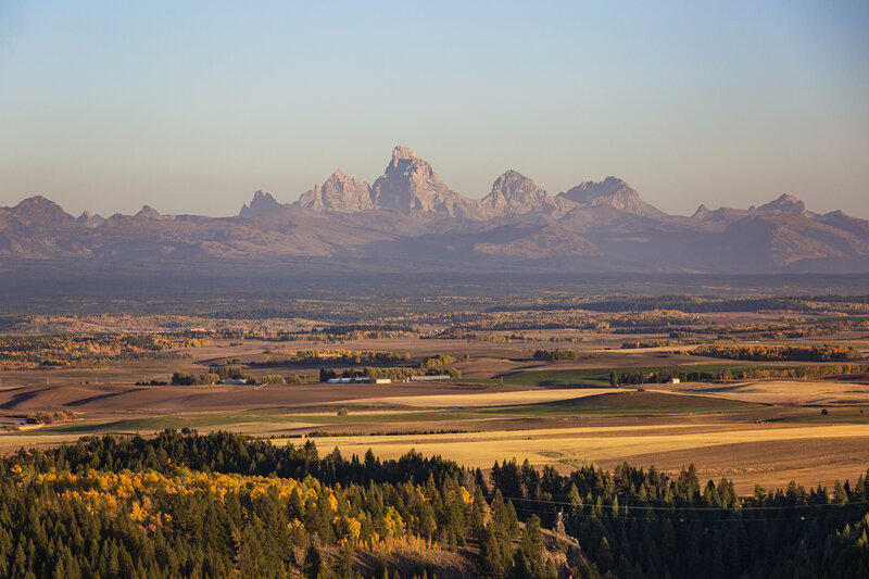 Teton View Retreat aerial view of both domes — largest cabin near Yellowstone