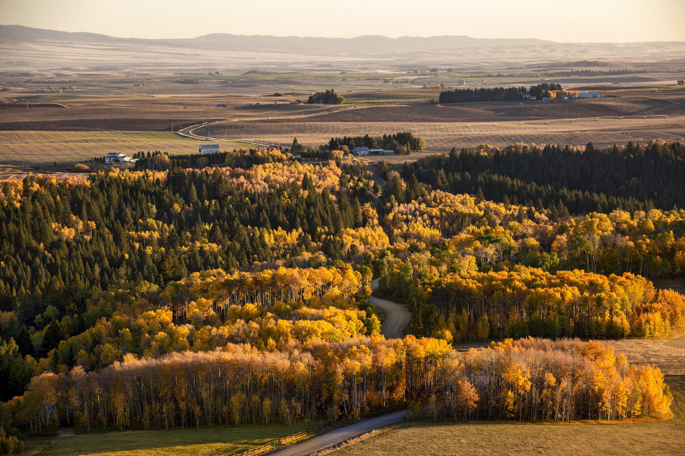 Teton View Retreat — Both Domes — fall foliage rolling across the valley below the property
