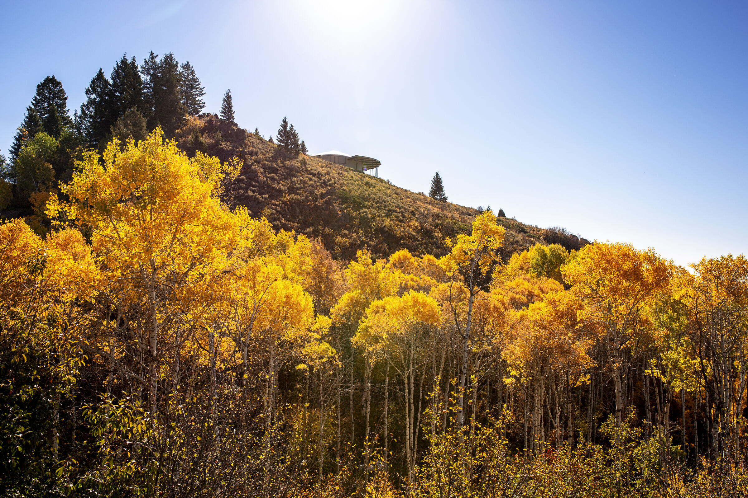 Teton View Retreat twin-dome property in autumn