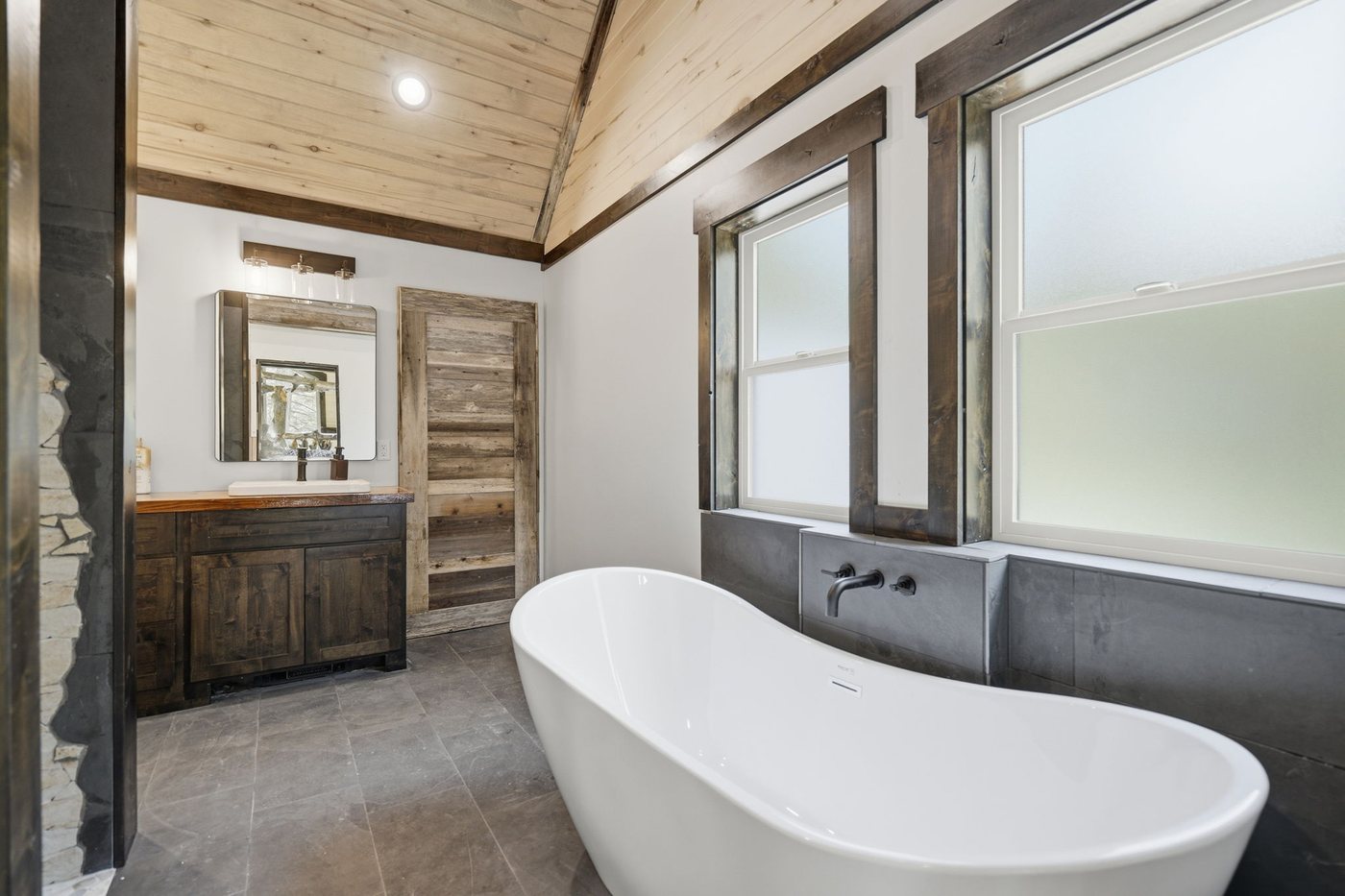 The Treehouse — freestanding soaking tub in the master bath